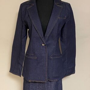 Urban Daisy Stitch Trim Denim Blazer